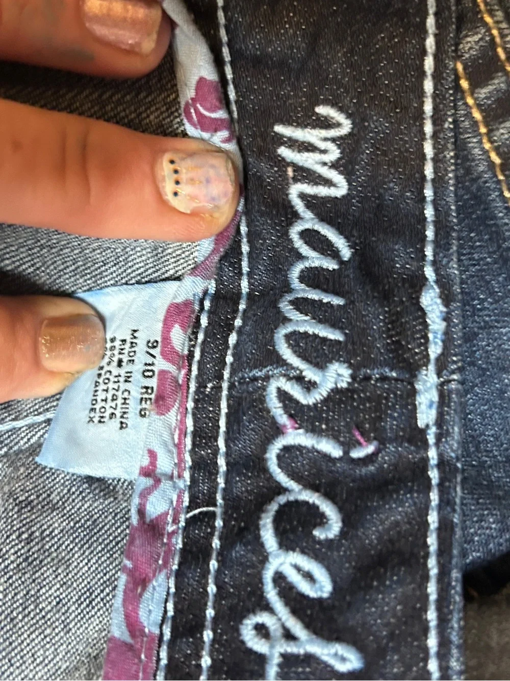 Maurices Dark Blue Skinny Jeans with Faded Detail